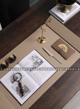 Koket蔻可 轻奢办公室书桌书垫皮革写字板地球仪创意样板间摆件