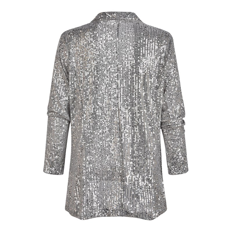 推荐Women Sequin Party Blazers Slim Sliver Female Blazer Lon - 图2