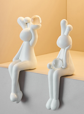 现代简约墙上置物架吊脚娃娃摆件客厅卧室书桌桌T面家居饰品小兔