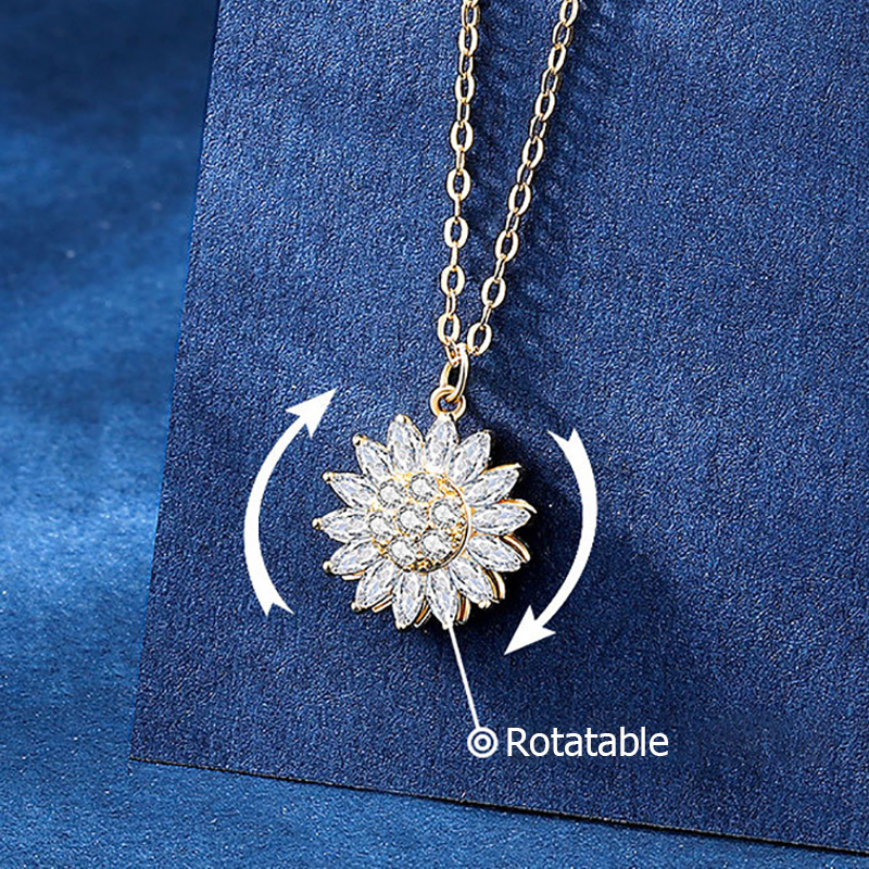 推荐Carlidana Zircon Rotate Daisy Sunflower Pendant Choker - 图0