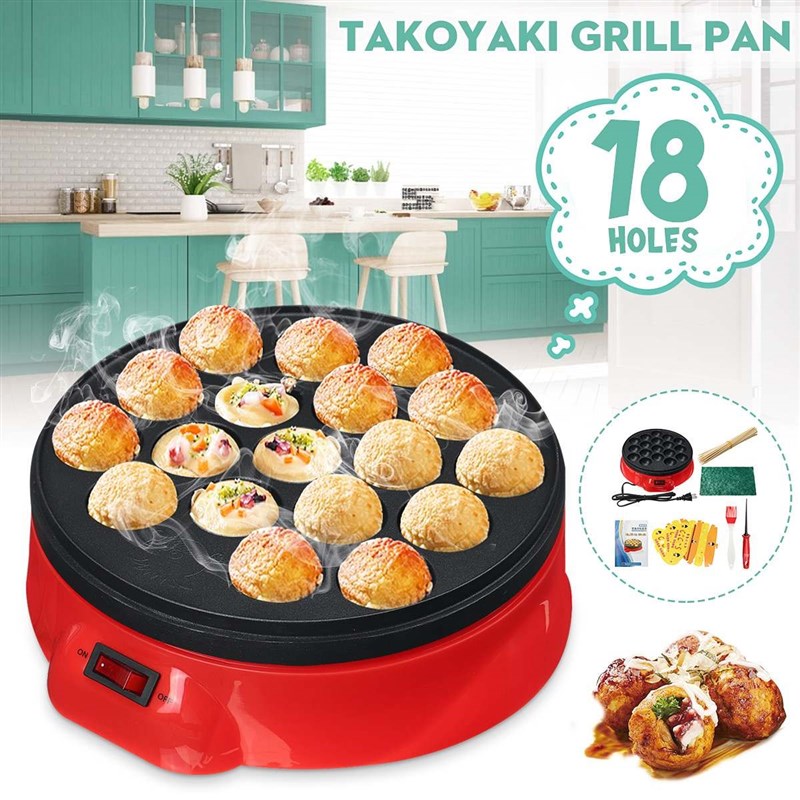 220V Maruko Baking Machine 18 Holes Takoyaki Grill Pan Cooki - 图0