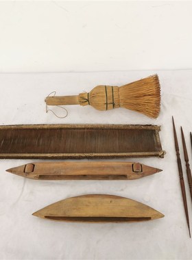 民俗老物件织布机老纺车及工x具配件纺线锭子篦子刷子梭子收藏摆