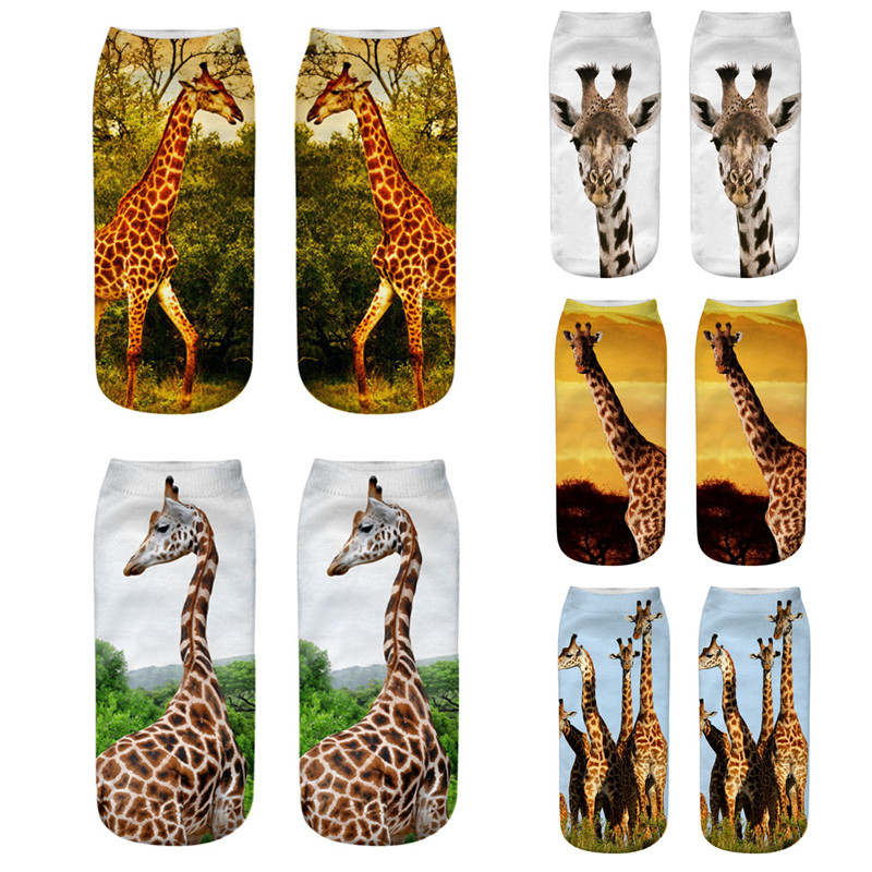推荐New Funny Giraffe Socks Character 3D Print Women Socks C - 图0
