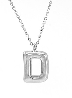 跨境时尚胖乎乎字母项链女欧美不锈E钢汽泡嘻哈字母吊坠颈链项饰