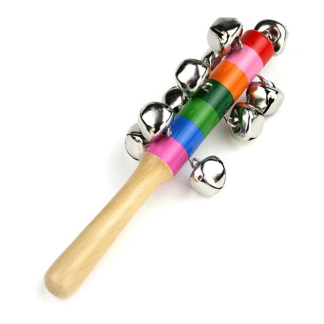 速发Baby Rattle Ring Wooden Handbell Baby Toys Musical Instr - 图0