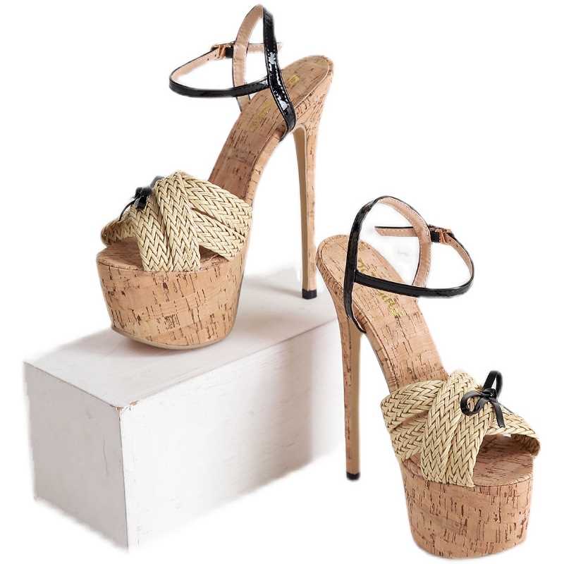 Weave Sandals High seelH 16 cm Thin Heel Ankle etrapW PeSp T - 图1