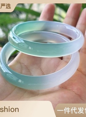 半山半水玉髓手镯叮当细条远山黛高冰手镯圆条油青玉手镯