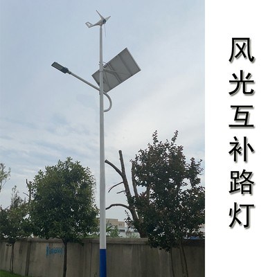 新款新品一体化6/8米照亮led风光互补E新农村庭院灯风力太阳能路 - 图0