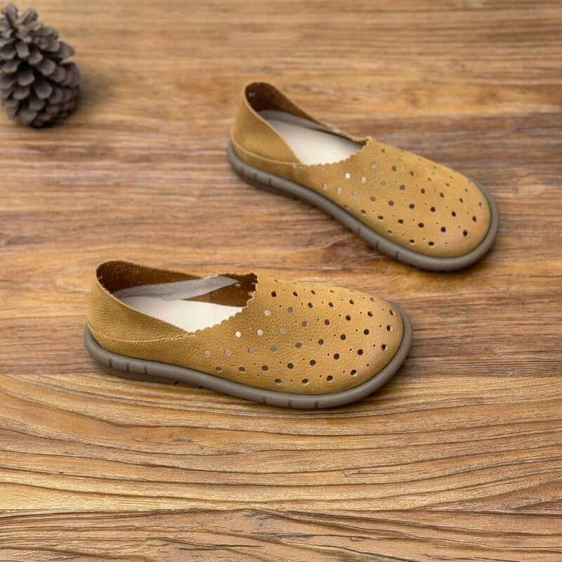 文艺手工真皮镂空单鞋女24夏季软底舒适平底休闲一脚蹬懒人洞洞鞋,淘宝优惠券,粉丝福利购,淘宝优惠卷