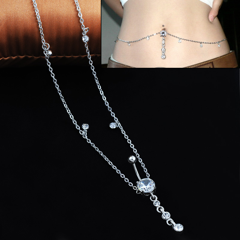 网红Puncture jewelry pendant waist chain belly button ring b - 图0