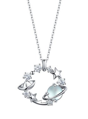 银饰月下流星项链女小众轻奢气质锁骨链闺蜜月亮吊坠