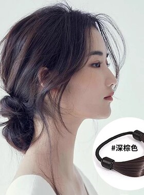 气质真发发圈扎马尾隐形假发头绳皮筋女扎头简约发绳绑头发头饰