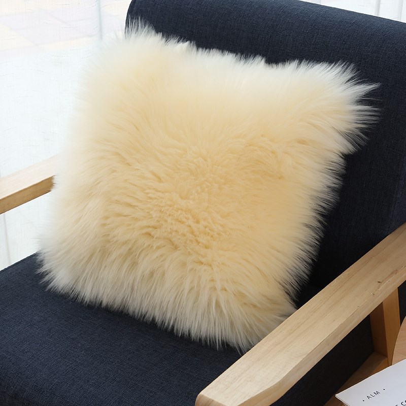 新品Plush pillowcase sofa cushion cover long hair pillow cas-图3