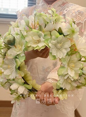喜品头饰泉州浔浦绿色簪花发箍旅拍写真头箍女童演出配饰汉服发饰
