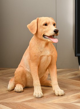 装饰客厅落地式摆件黑色拉布拉多仿真犬动物模型大型狗狗树脂礼物