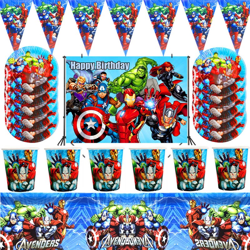 Avengers SuperHero Partty Supplies Decorations Kids Birthday - 图0