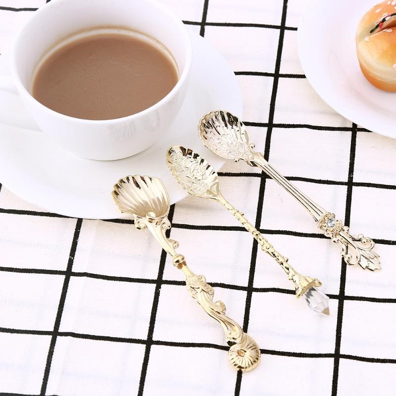 3pcs Mini Coffee Spoon Kitchen Dining Bar Vintage Royal Styl - 图1