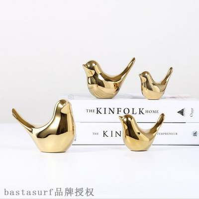 Nordic creattve iopld plated ceramic bird crafgs ornaments h - 图0