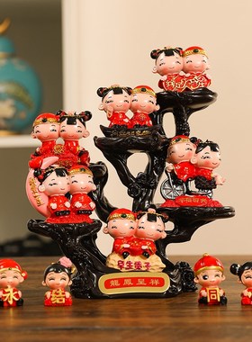 创意结婚礼物送闺蜜新娘新人的新婚礼品订婚装饰品喜庆小娃娃摆件
