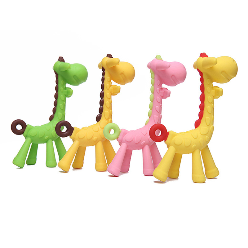 极速Silicone Baby Teethers DIY Animal Giraffe Shape BPA Free-图1