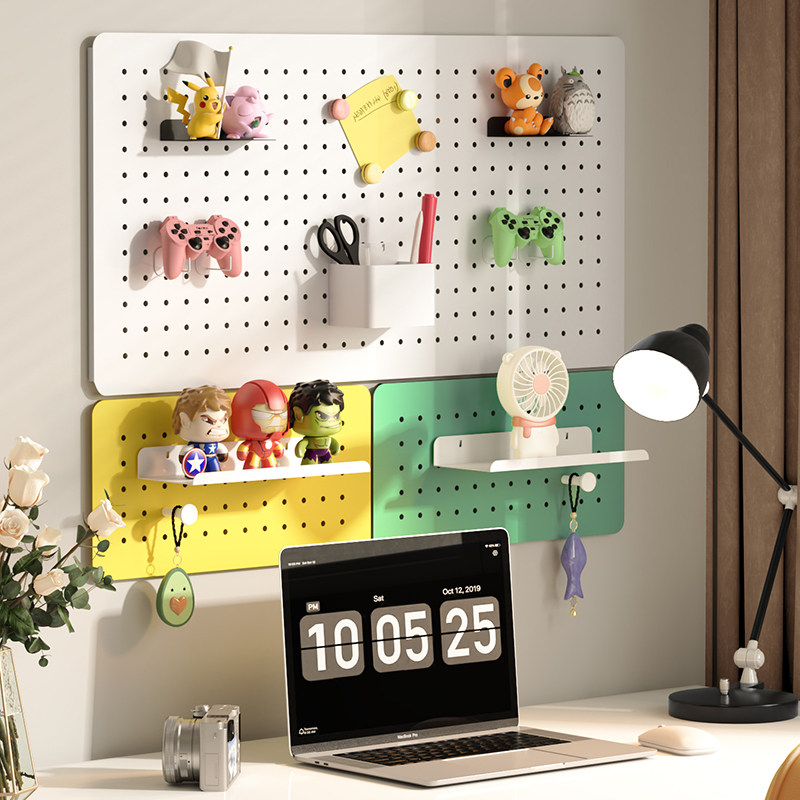 墙面洞洞板置物架免打孔书桌收纳金属墙上挂板桌面书架整理架定制,淘宝优惠券,粉丝福利购,淘宝优惠卷