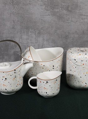 北欧水墨石彩石茶具餐具客厅餐桌厨房家居日用品展W厅卖场软装摆