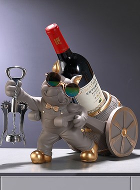 轻奢招财狗红酒架玄关酒柜电视柜摆设家居客厅装饰品摆件乔迁礼物