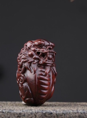 龙戏珠动物小叶紫檀手把件手玩件复E古工艺品文玩桌面摆件招财送