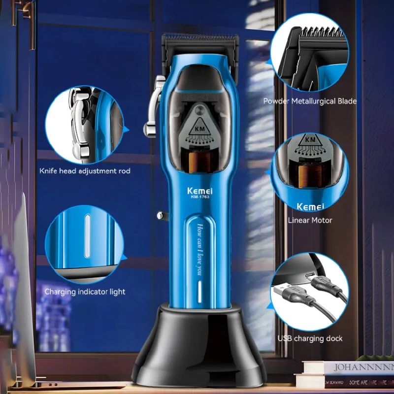 新品Kemei Professional Cordless Hair Clipper For Men 10W Bea - 图2