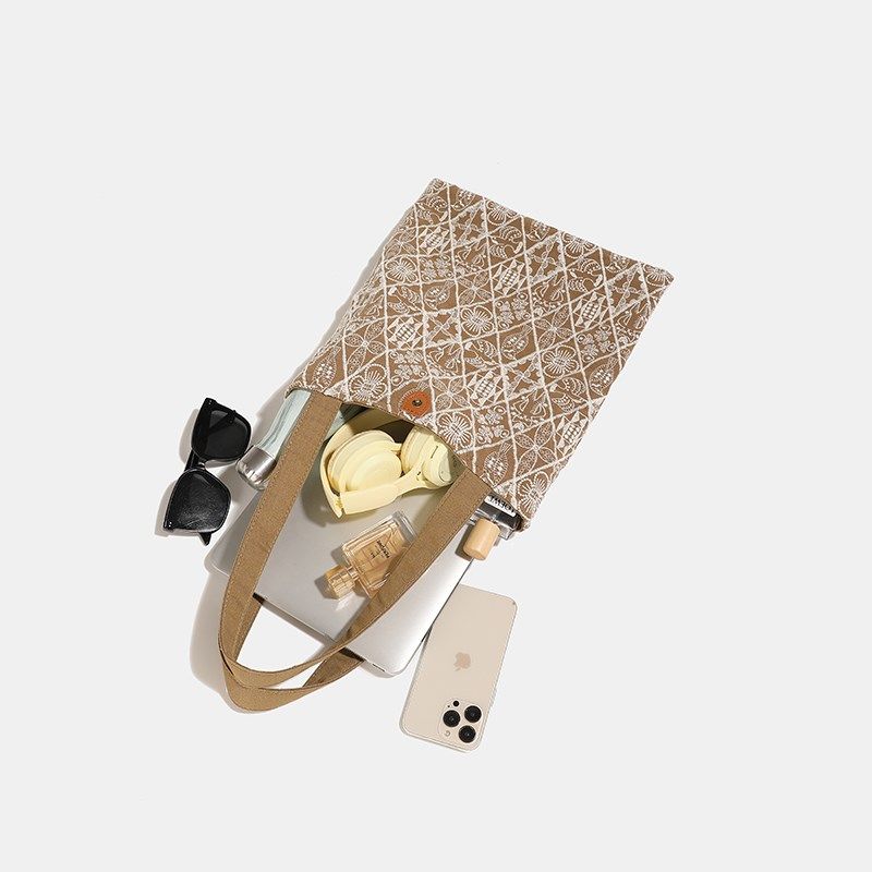 枫外夏天单肩包女2024新款百搭高级感帆布袋大容量包包设计感小众,淘宝优惠券,粉丝福利购,淘宝优惠卷