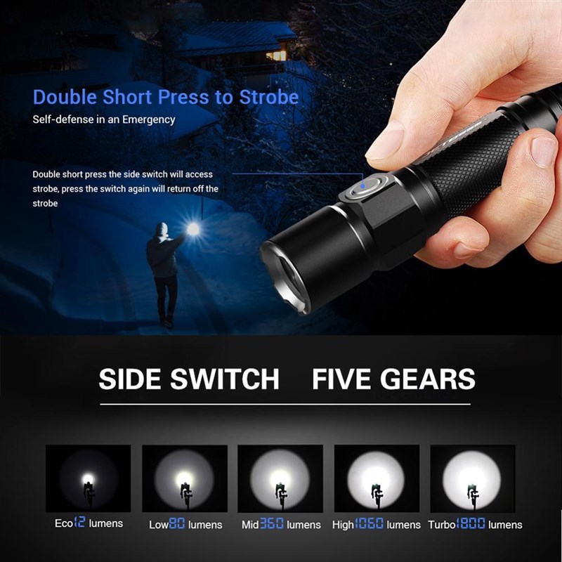 极速JETBeam KO-02 1800LM Powerful Tactical LED Flashlight  X - 图0