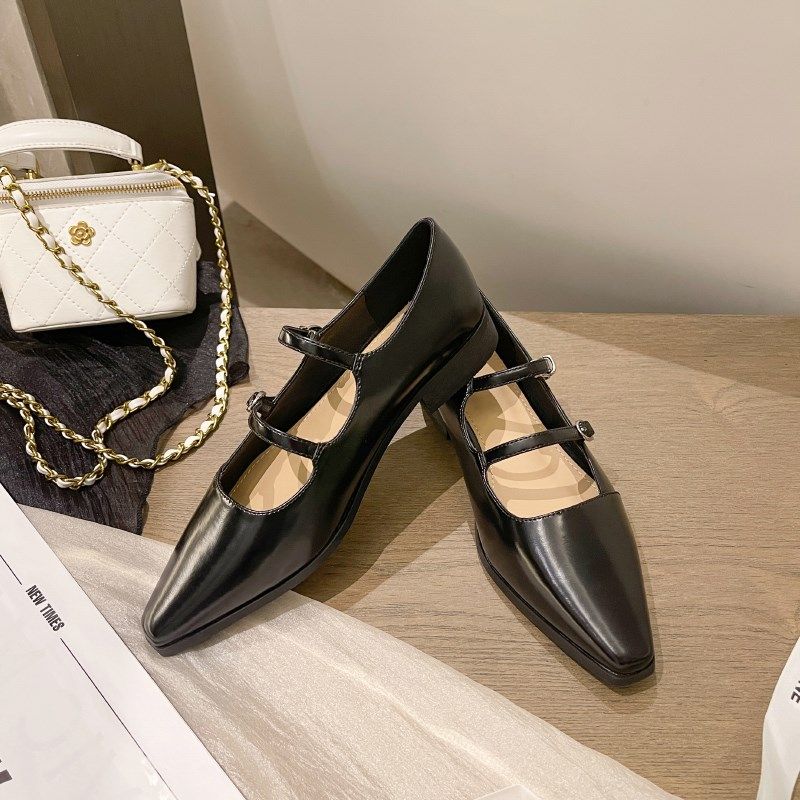 传祺女鞋~复古黑色玛丽珍女鞋2y024春夏新款尖头平底浅口单鞋凉鞋,淘宝优惠券,粉丝福利购,淘宝优惠卷