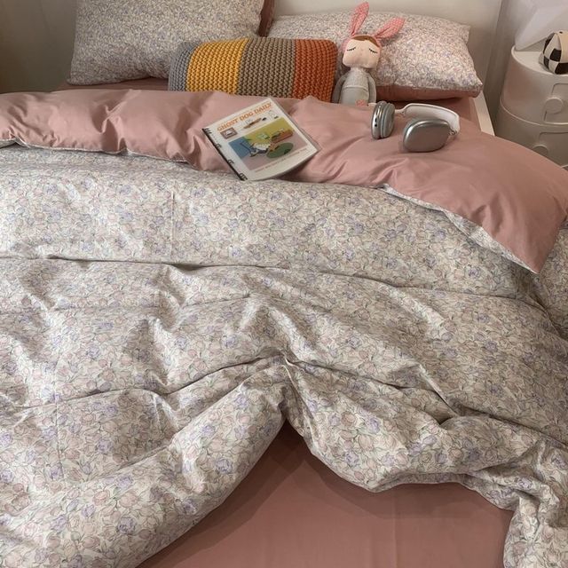 American freehand pastoral lady fashionable fresh small floral full G cotton four-piece duvet cover bed linen bedding