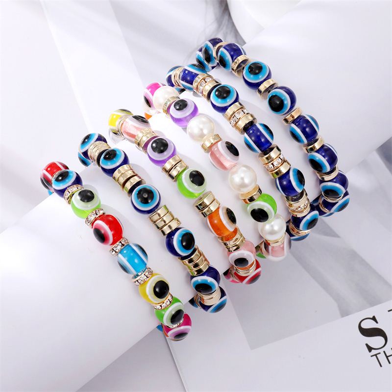 速发Turkish Blue Evil Eye Bracelets Colorful Crystal Resin B - 图0