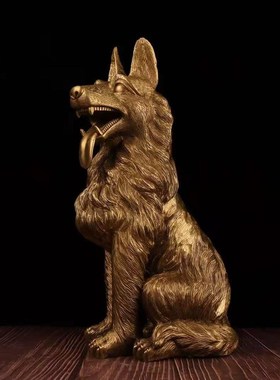 纯铜狗摆件元宝狗狼n狗生肖狗招财狗聚宝盆狗家居客厅办公室装饰