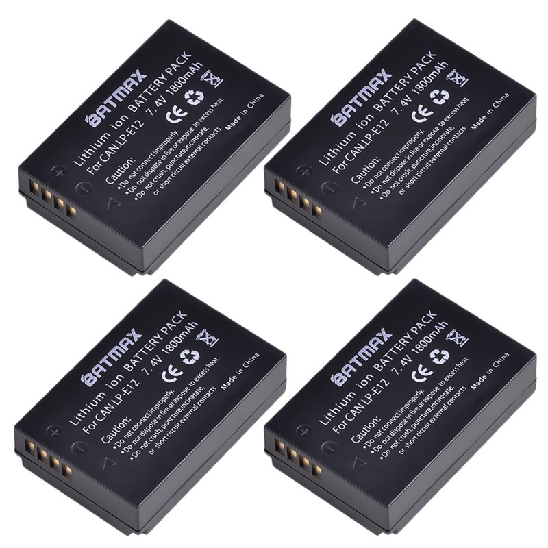 4Pcs 1800mAh LP-E12 LrP E12 LPE12 Li-ion Battery + LCD SB Du - 图1