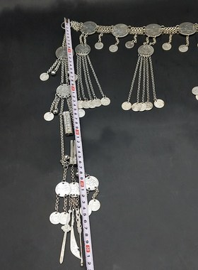 少数民族苗侗寨民族风复古手工苗银长款项链毛衣链多用途针筒腰链