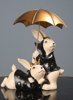 钰鉴北欧轻奢可爱兔玄关电视柜桌面家居客厅超市商场酒店装饰摆件