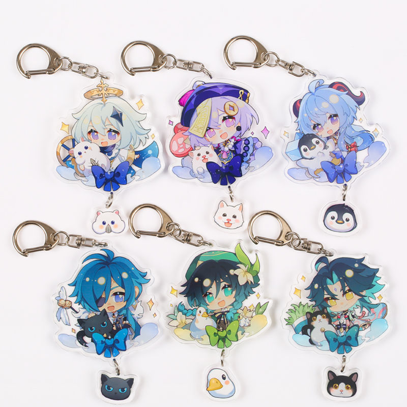 推荐Anime Keychain Genshin Impact Zhongli Venti Hutao Diluc - 图2