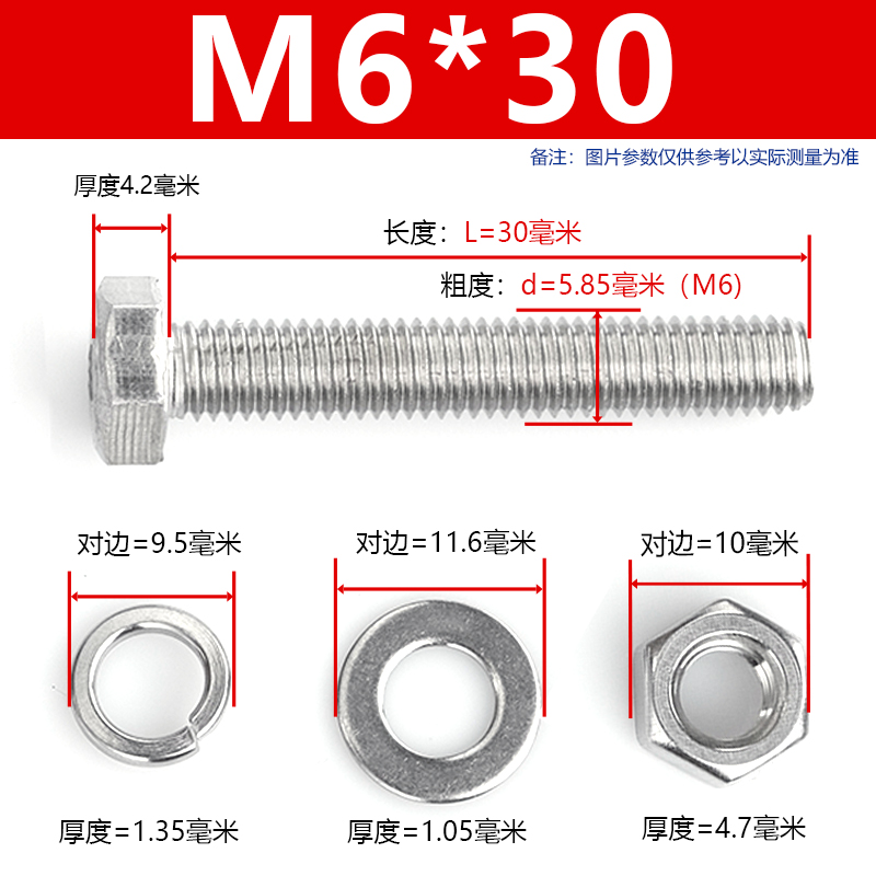 4不锈钢外六角螺丝螺栓螺母套装大全配M长螺J杆M485M6MM件10M - 图1