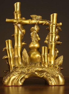 铜葫芦黄铜五福临门福禄葫芦摆件工艺品中式客厅玄关办公室装饰品