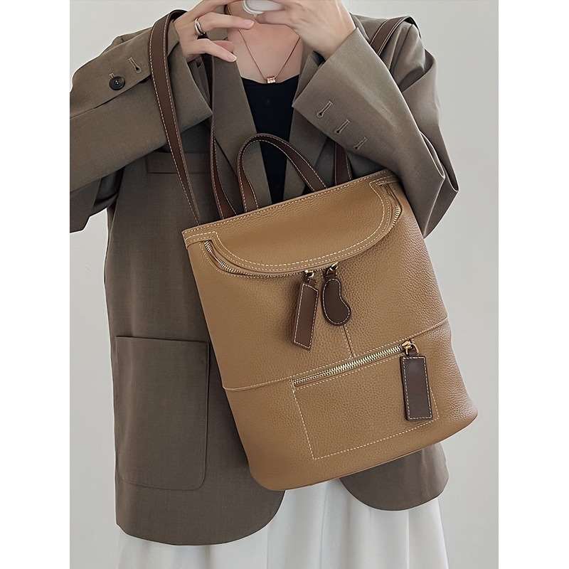 推荐Men's and Women's Niche Casual Large Bag Genuine Leather - 图1