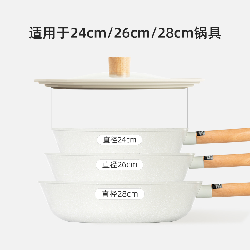 Neoflam玻i璃锅盖硅胶盖锅具煎锅蒸锅汤锅24cm26cm28cm3合1用锅盖 - 图1