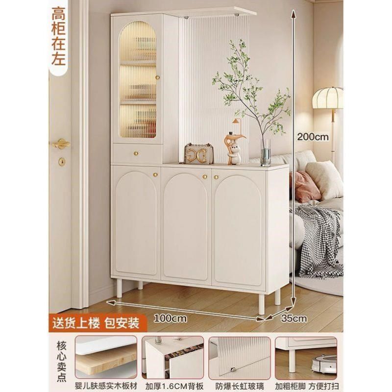 现代入户高奶油鞋柜屏风玻璃酒柜柜玄关玄关隔断客厅一体柜风,淘宝优惠券,粉丝福利购,淘宝优惠卷