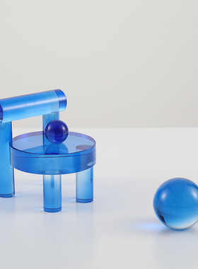 现代简约创意蓝色水晶小椅子摆件样板房间客厅茶T几电视柜软装饰