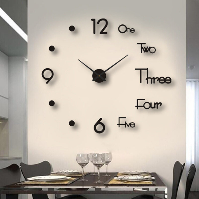 3D Mirror Number Wall Clock ers 40cm Modenr Design DIY.Digi-图0
