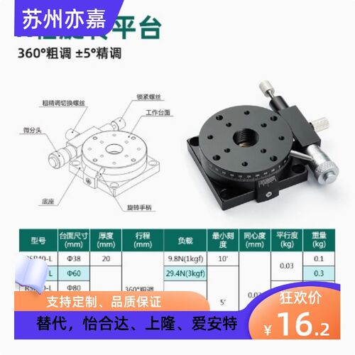 轴旋转滑台 RSP40/60/80/RPG/ELF01/CGZR 手动微调旋转平台 - 图1