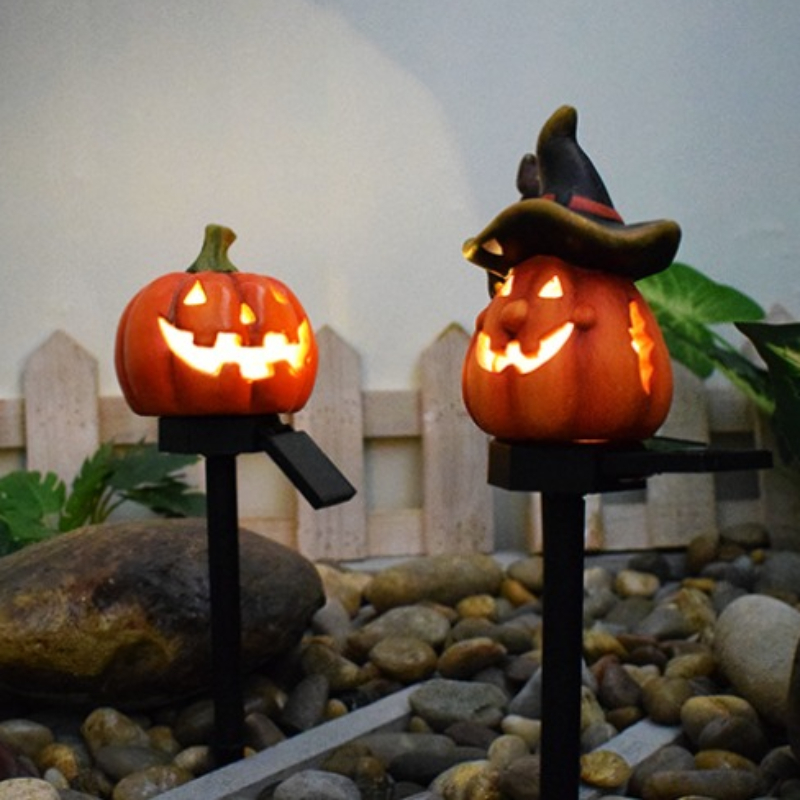 推荐2Pcs LED Solar Halloween Lights Pumpkin Atmosphere Garde - 图1