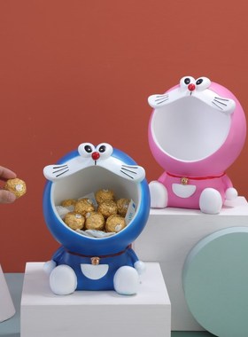 可爱机器猫卡通饰品摆件创意糖果盒入户钥匙收纳卧室家居玄关摆设