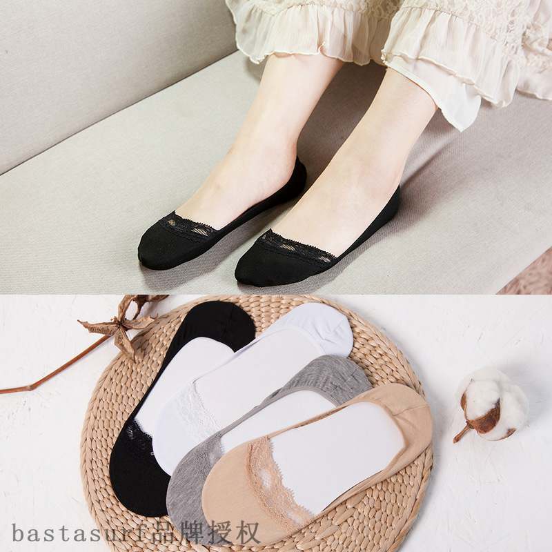 速发Spring and summer new women's lace invisible socks cotto - 图0